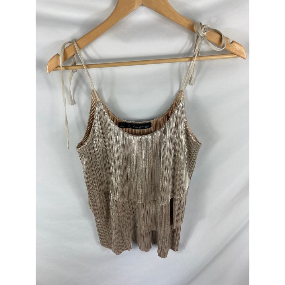 Patterson J Kincaid Gold Pleated Tie Shoulder Tank Size XS